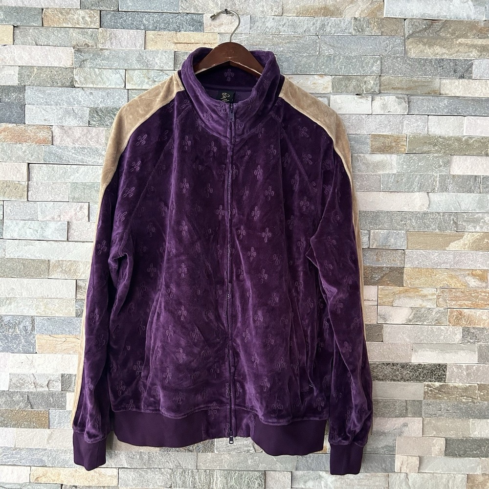 Rare OVO octobers Very Own Velvet Purple Track Jacket Velvet Large Mens